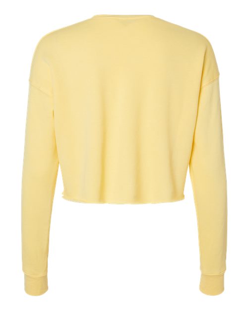 Women's Crop Fleece Crewneck Sweatshirt - Yellow Back