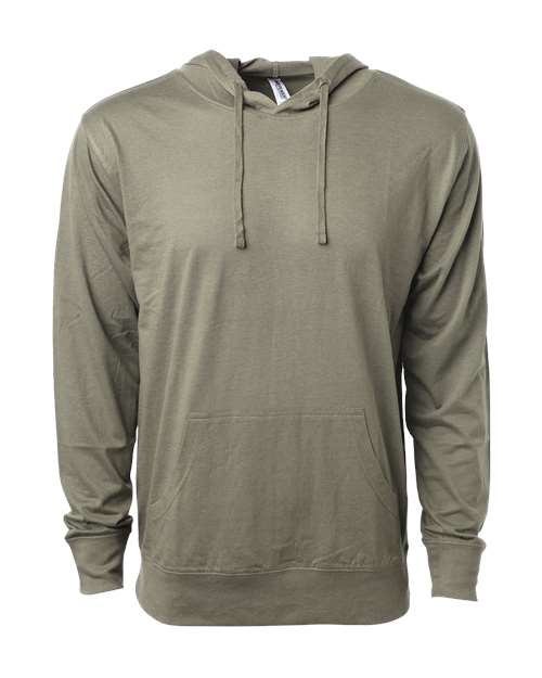 Unisex Lightweight Hooded Pullover T-Shirt - Olive Front