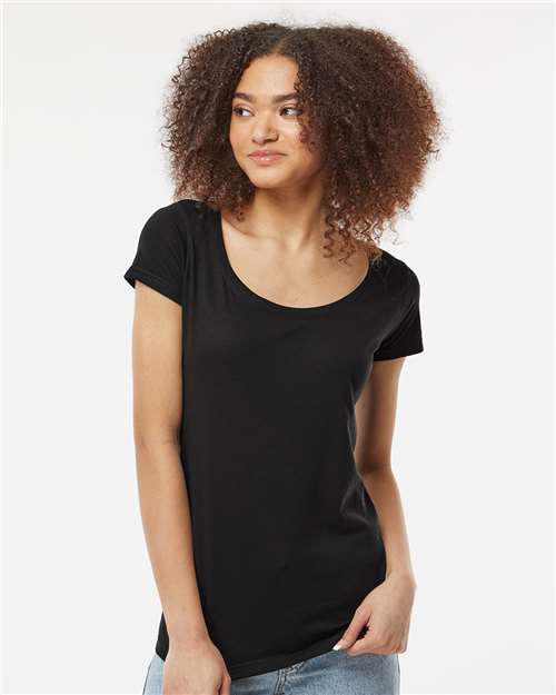 Tultex Women's Poly-Rich Scoop Neck T-Shirt - Model Front