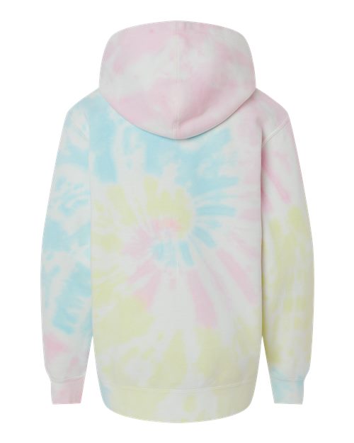 Youth Midweight Tie-Dyed Hooded Sweatshirt - Tie Dye Sunset Swirl Back