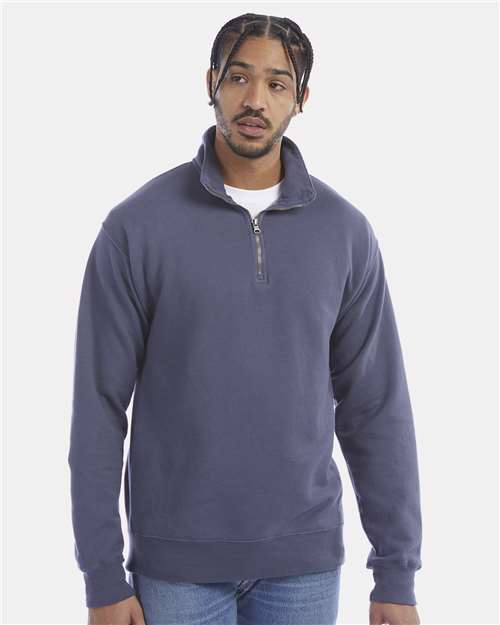 ComfortWash by Hanes Unisex Garment-Dyed Quarter-Zip Sweatshirt - Model Front