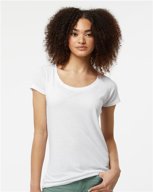 Women's Poly-Rich Scoop Neck T-Shirt - Heather Royal (disc) Front