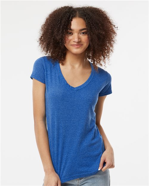 Women's Poly-Rich V-Neck T-Shirt - Heather Royal (disc) Front
