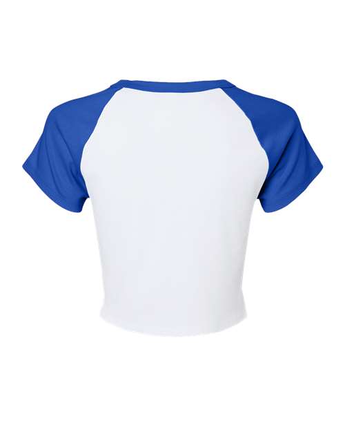 Women's Micro Rib Raglan Baby Tee - White/ True Royal Back
