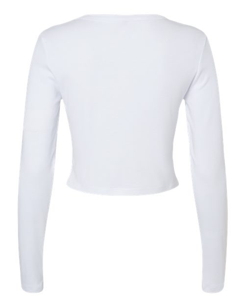 Women's Micro Rib Long Sleeve Baby Tee - Solid White Blend Back