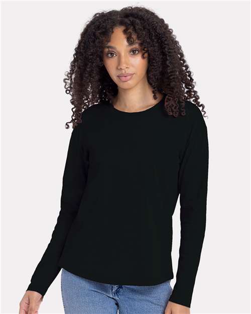 Next Level Women's Cotton Relaxed Long Sleeve Tee - Model Front