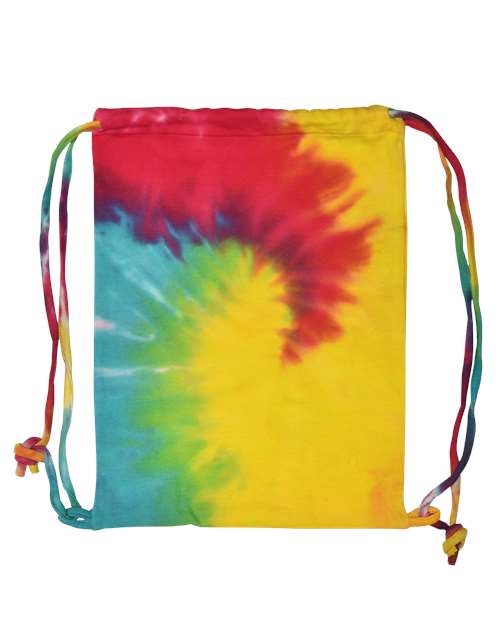 Tie-Dyed Drawstring Bag - Reactive Rainbow Front