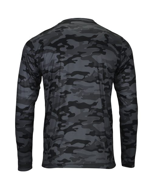 Men's Woodland Performance Long Sleeve T-Shirt - Smoke Camo Back