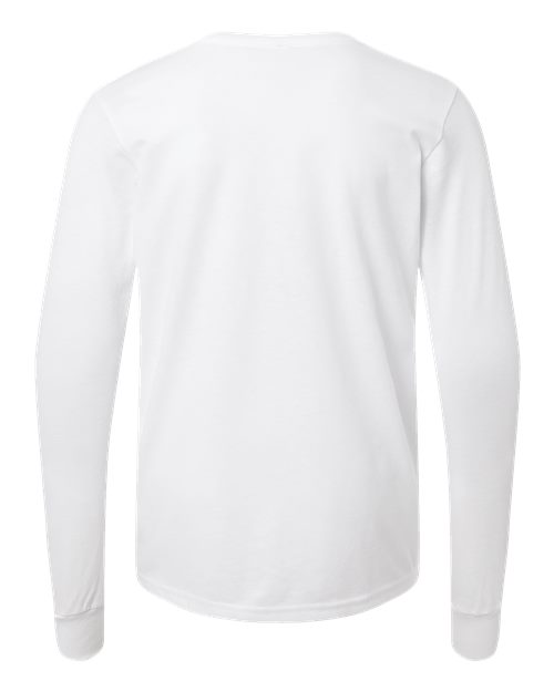 Youth Heather CVC Long Sleeve Tee - Solid White Blend Back