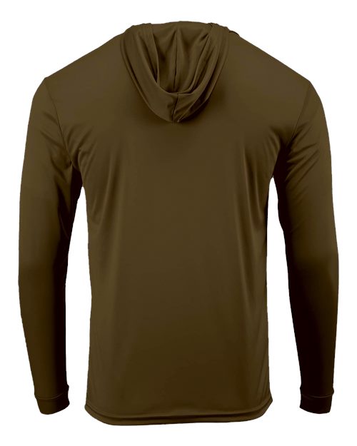 Unisex Bahama Performance Hooded Long Sleeve T-Shirt - Woodland Brown Back