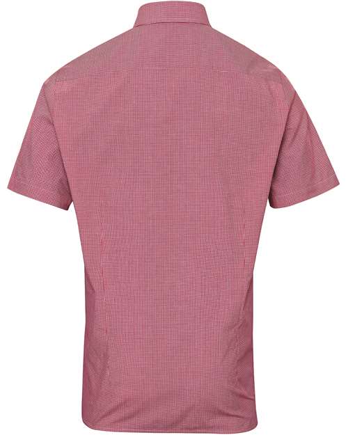 Men's Microcheck Gingham Cotton Shirt - Red/ White Back