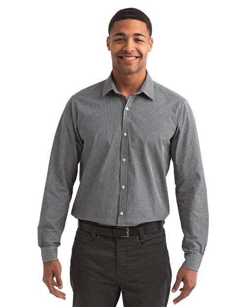 Artisan Collection by Reprime Men's Microcheck Gingham Cotton Shirt - Model Front