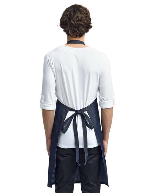 Jeans Stitch Denim Bib Apron - Indigo Denim Back