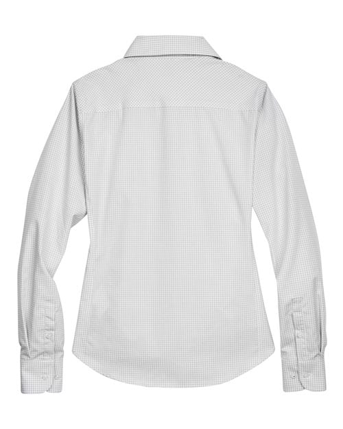 Women's Crown Collection® Gingham Check Woven Dress Shirt - Silver Back