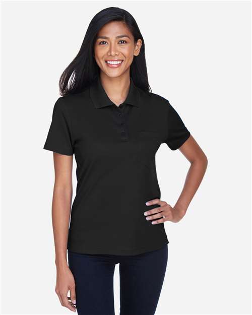 CORE365 Women's Origin Performance Piqué Polo with Pocket - Model Front