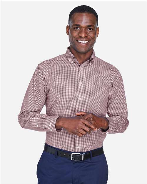 Devon & Jones Men's Crown Collection® Gingham Check Woven Dress Shirt - Model Front