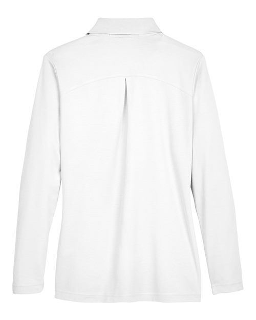 Women's CrownLux Performance® Plaited Long Sleeve Polo - White Back