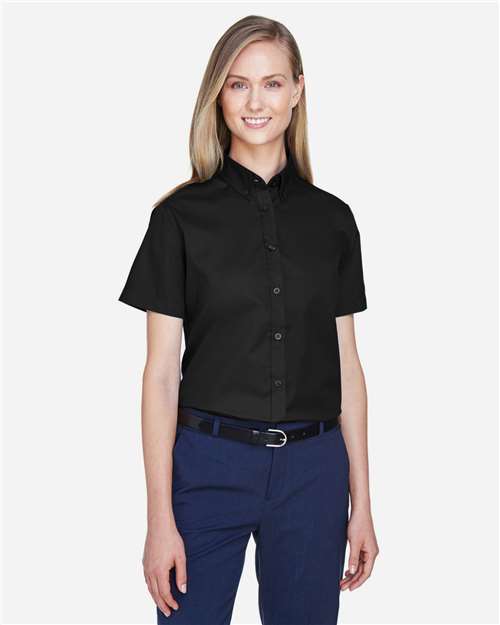 CORE365 Women's Optimum Short Sleeve Twill Shirt - Model Front