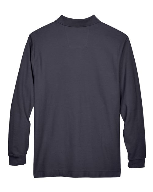 Men's Pima Piqué Long Sleeve Polo - Navy Back
