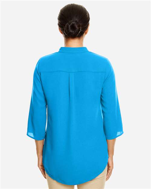 Women's Perfect Fit™ Three-Quarter Sleeve Crepe Tunic - Ocean Blue Back