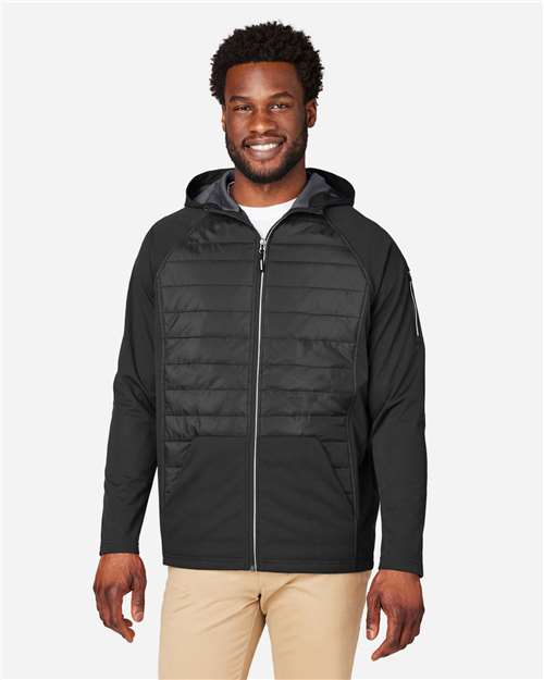 CORE365 Unisex Techno Lite Hybrid Hooded Jacket - Model Front