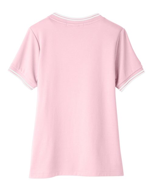 Women's CrownLux Performance® Plaited Tipped V-Neck Shirt - Pink/ White Back