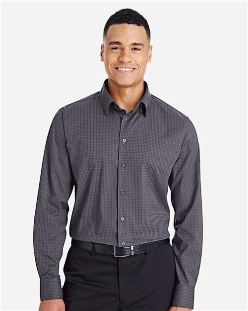 Devon & Jones Men's CrownLux Performance® Tonal Mini Check Woven Dress Shirt - Model Front