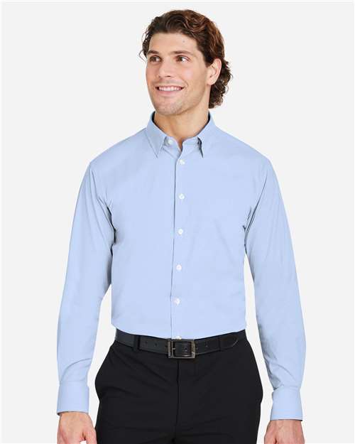 Devon & Jones Men's CrownLux Performance® Microstripe Dress Shirt - Model Front