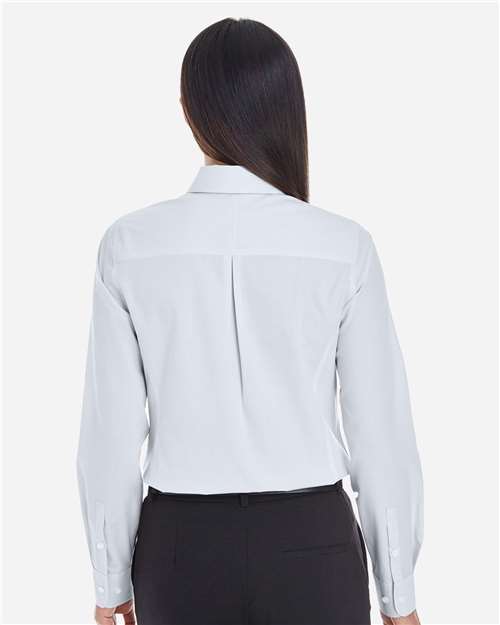 Women's Crown Collection® Striped Woven Dress Shirt - Silver/ White Back