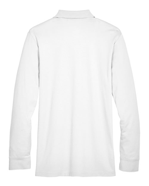 Men's Tall CrownLux Performance® Plaited Long Sleeve Polo - White Back