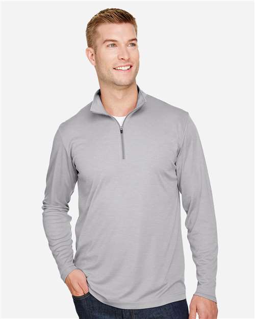 Team 365 Men's Zone Sonic Heather Performance Quarter-Zip Pullover - Model Front