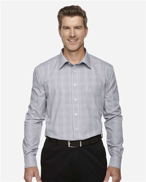 Devon & Jones Men's Crown Collection® Glen Plaid Woven Dress Shirt - Model Front