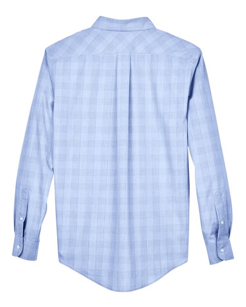 Men's Crown Collection® Glen Plaid Woven Dress Shirt - White/ Light French Blue Back