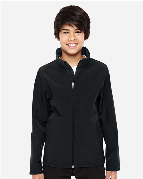 Team 365 Youth Leader Soft Shell Jacket - Model Front