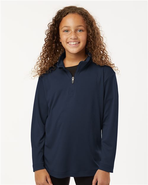 Youth Pro-Lock Performance Quarter-Zip Pullover - Heather Steel Front