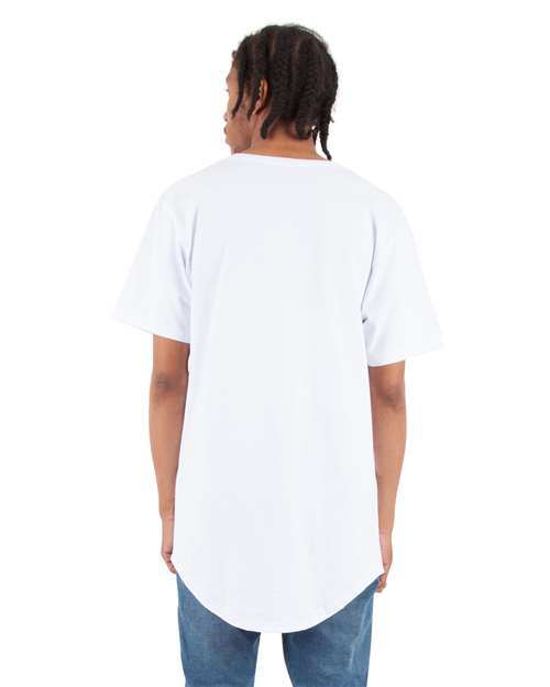 Unisex Curved Hem Long T-Shirt - White Back