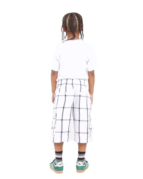 Youth Plaid Shorts - White Back