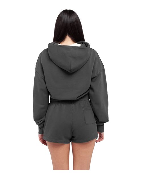 Women's Garment-Dyed Crop Hooded Sweatshirt - Shadow Back