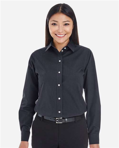 Devon & Jones Women's Crown Collection® Striped Woven Dress Shirt - Model Front