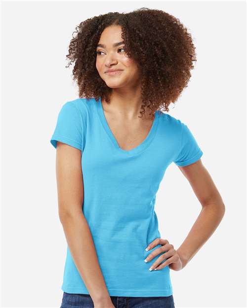 Tultex Women's Fine Jersey V-Neck T-Shirt - Model Front