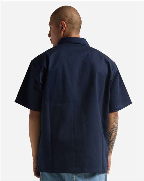 Unisex Work Heavyweight Quarter-Zip Short Sleeve Shirt - Navy Back