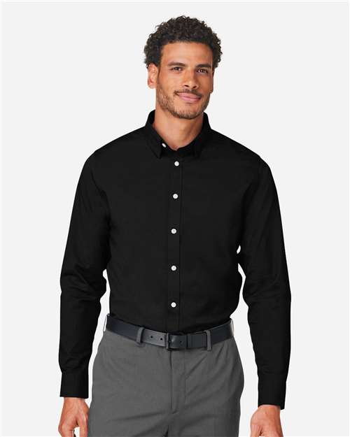 Devon & Jones Men's CrownLux Performance® Spencer Poplin Dress Shirt - Model Front