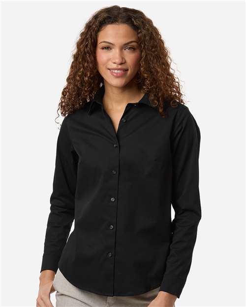 Devon & Jones Women's CrownLux Performance® Spencer Poplin Dress Shirt - Model Front
