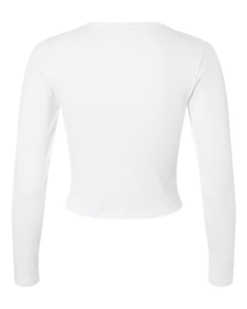 Women's Baby Rib Long Sleeve Cropped Tee - White Back