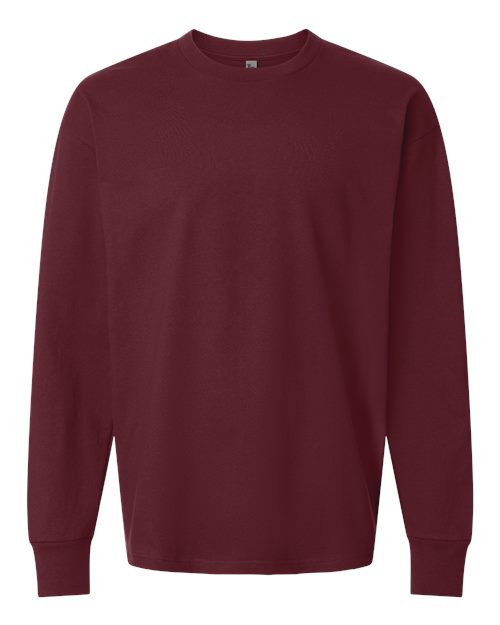 Unisex Heavyweight Long Sleeve T-Shirt - Maroon Front