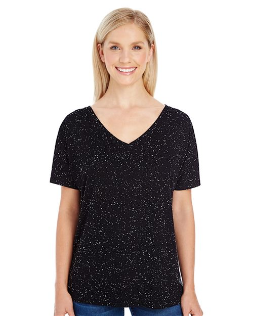 Women's Tri-Blend Fleck V-Neck T-Shirt - Cream Fleck Front