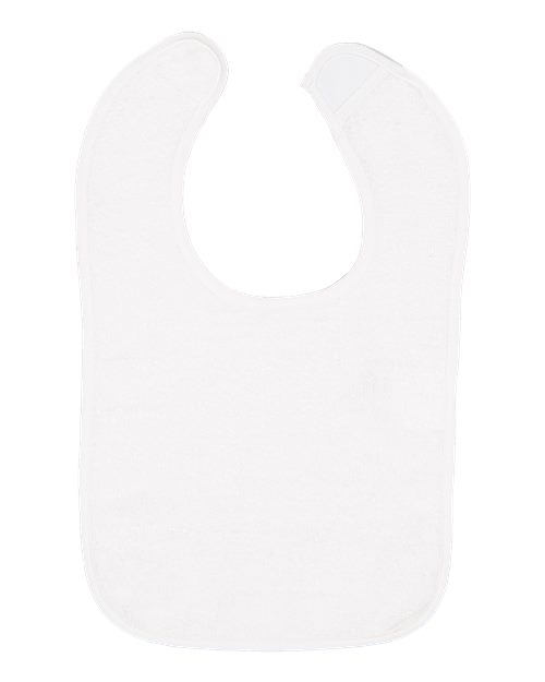 Infant Contrast Trim Terry Bib - White Front