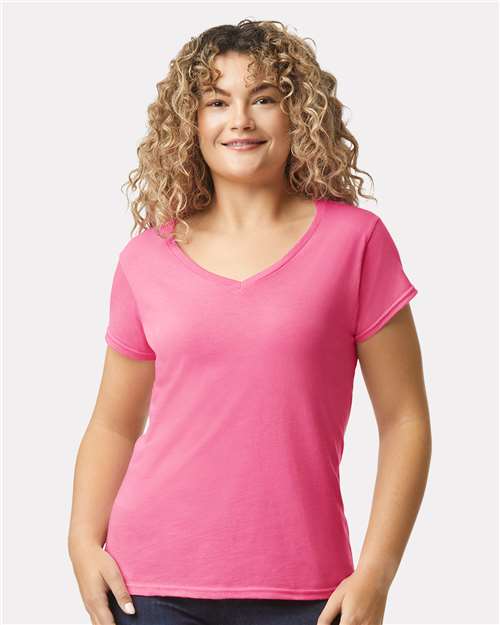 Gildan Women's Softstyle® V-Neck T-Shirt - Model Front