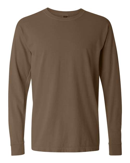 Comfort Colors Unisex Garment-Dyed Heavyweight Long Sleeve T-Shirt - Brown Front