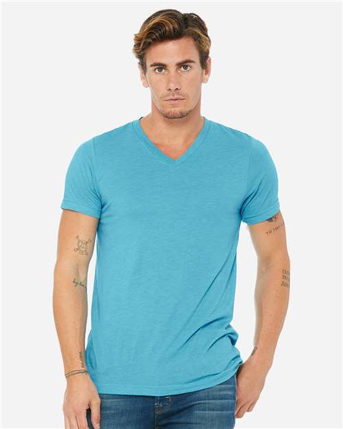 BELLA + CANVAS Unisex Triblend V-Neck Tee - Model Front
